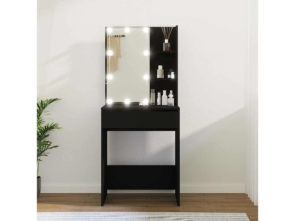 Toucador com luzes LED 60x40x140 cm preto