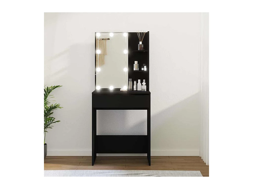 Coiffeuse avec LED Noir 60x40x140 cm