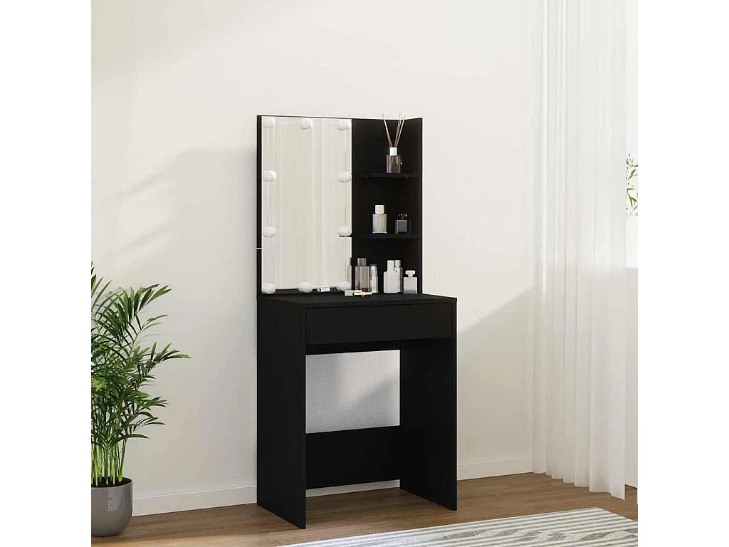Toucador com luzes LED 60x40x140 cm preto