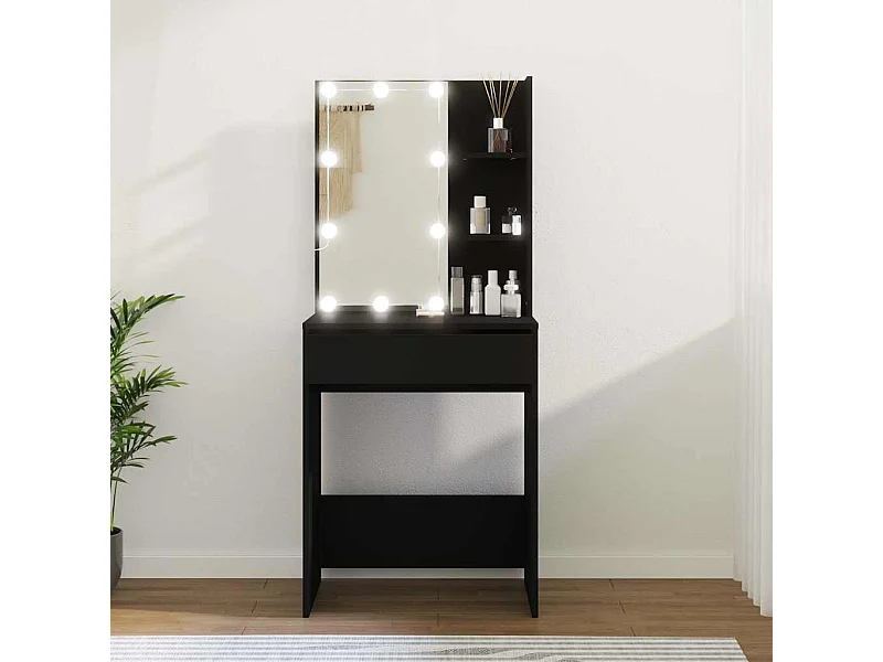 Schminktisch mit LED Schwarz 60x40x140 cm