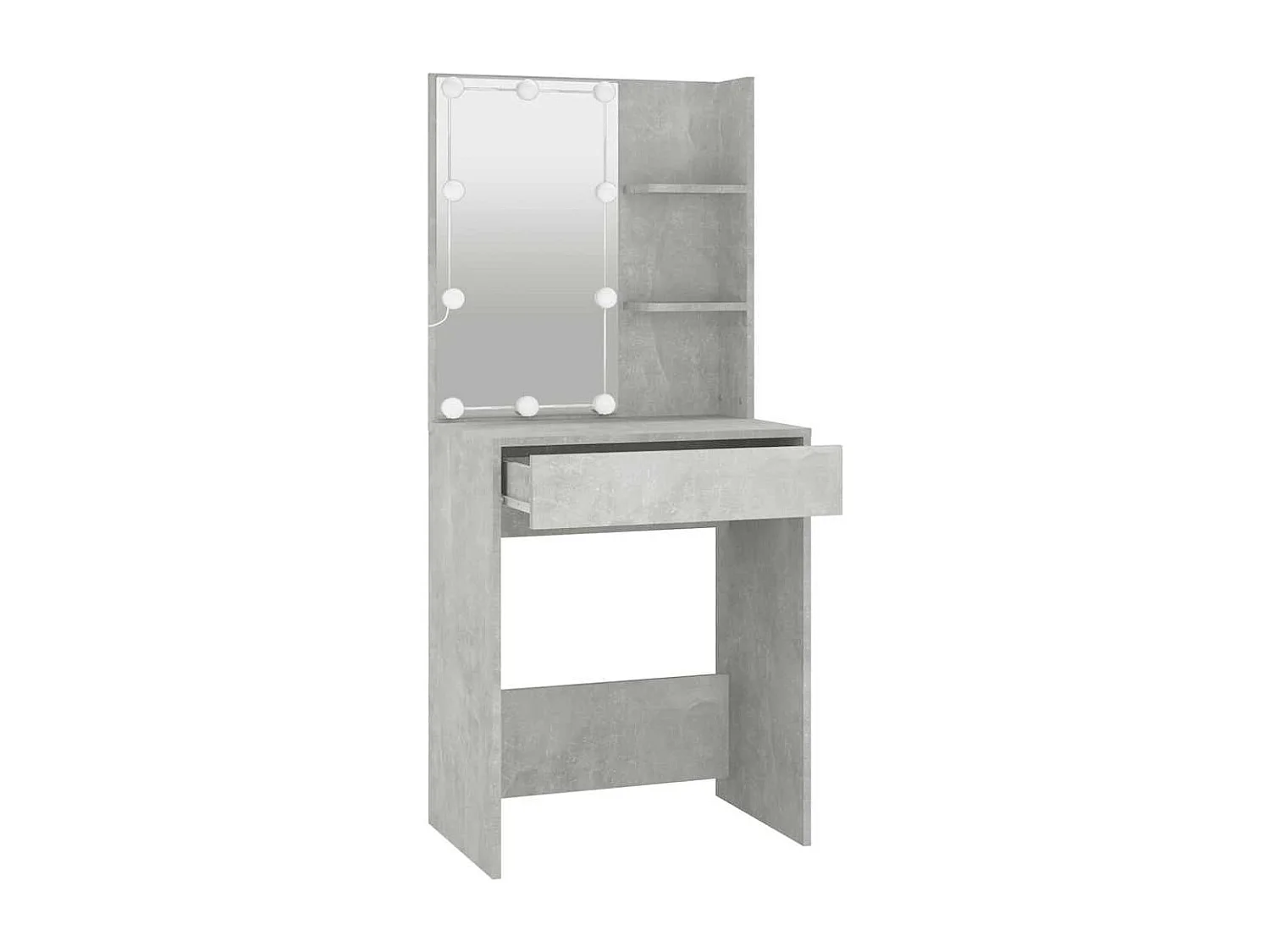Schminktisch mit LED Betongrau 60x40x140 cm