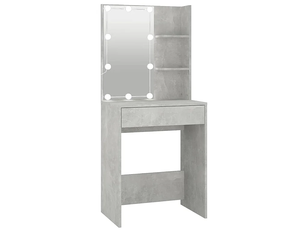 Schminktisch mit LED Betongrau 60x40x140 cm