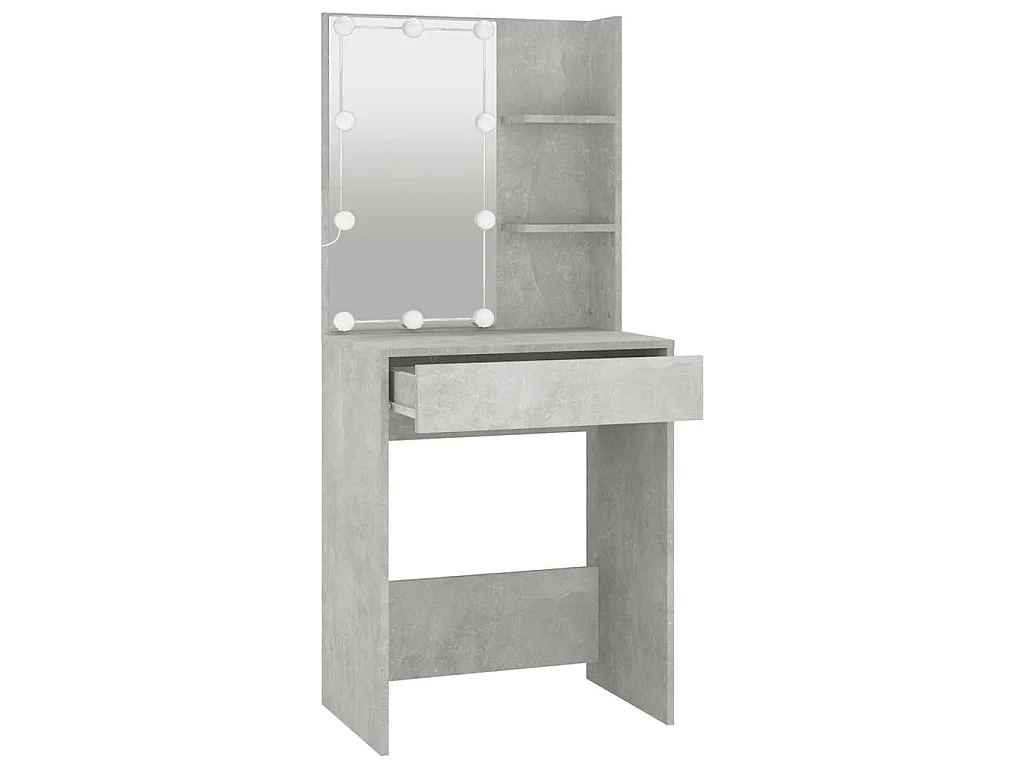 Schminktisch mit LED Betongrau 60x40x140 cm