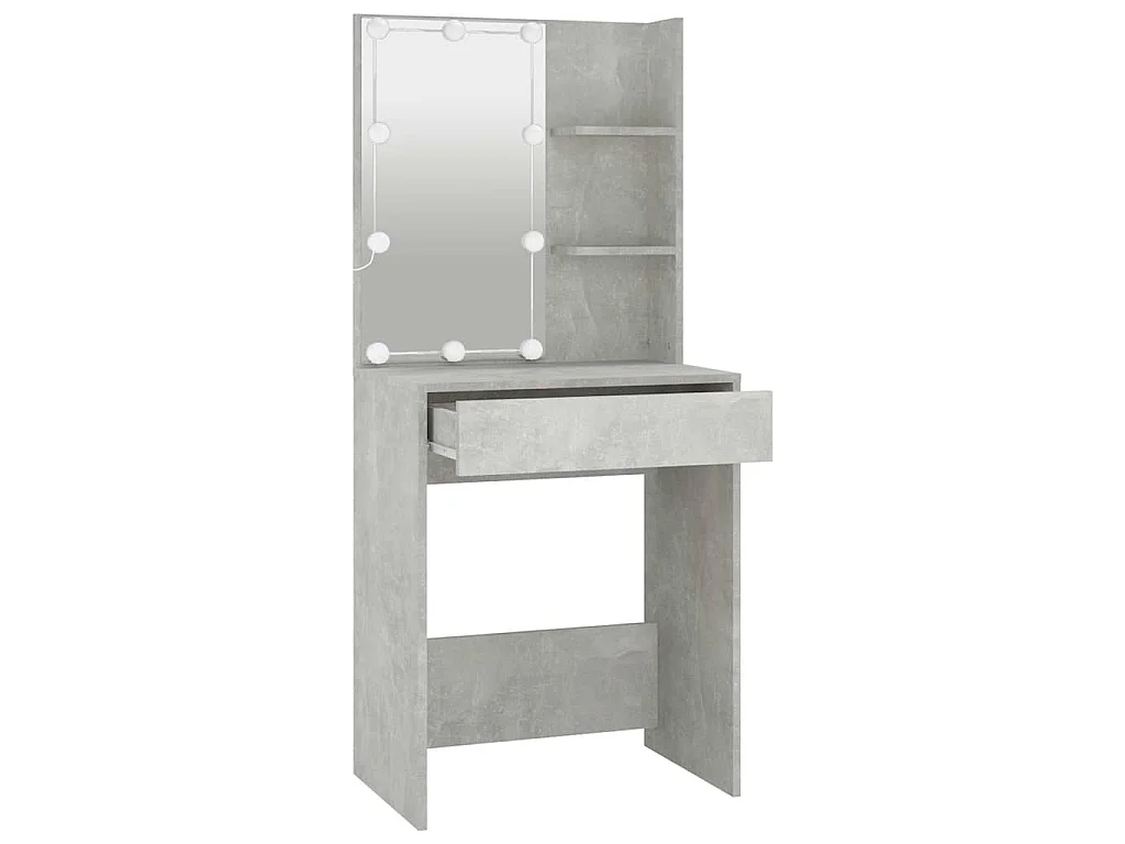 Toucador com LEDs 60x40x140 cm cinzento cimento