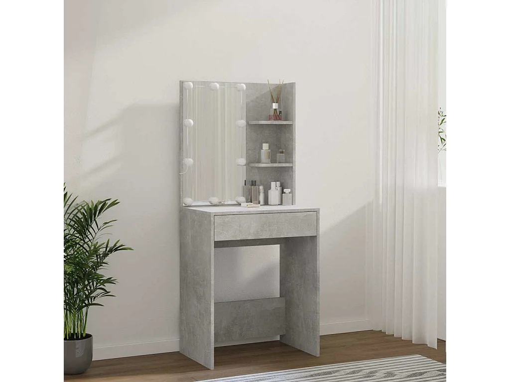 Coiffeuse avec LED Gris béton 60x40x140 cm