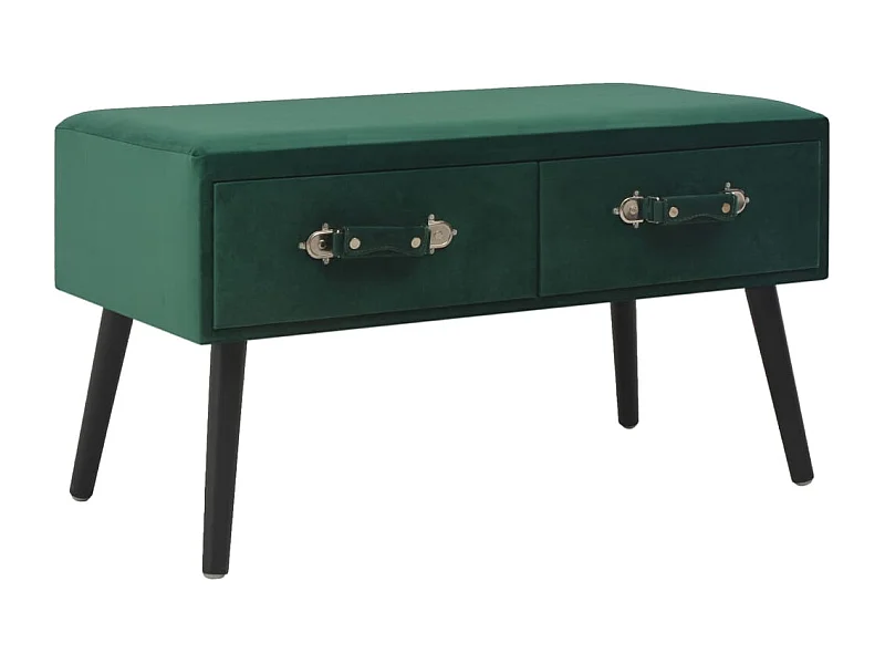 Banc avec tiroirs 80 cm Vert Velours