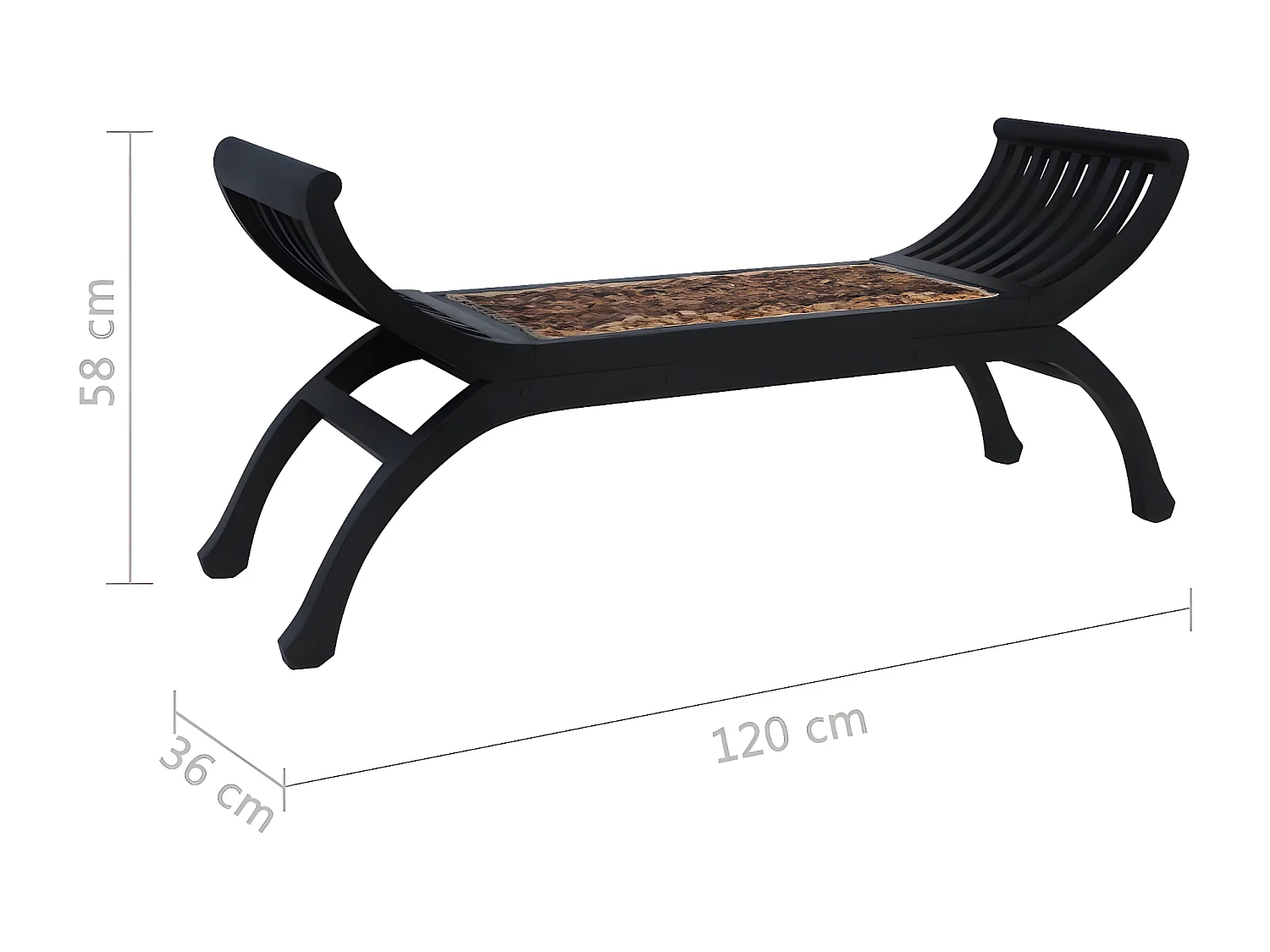 Banco de abacÃ¡ marrÃ³n oscuro 120 cm