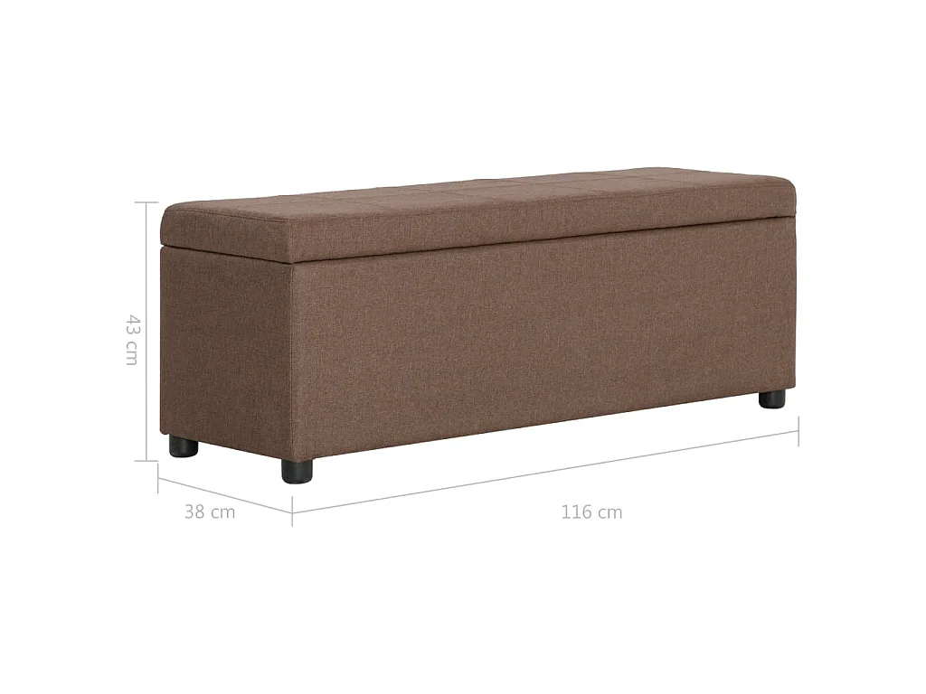 Banc avec compartiment de rangement 116 cm Marron Polyester