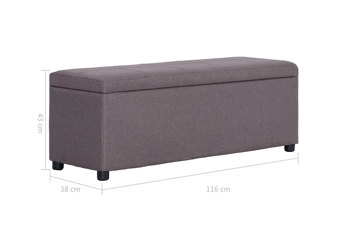 Panca con Vano Portaoggetti 116 cm Grigio Talpa in Poliestere