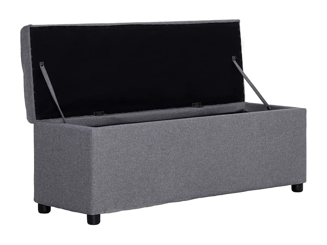 Bankje met opbergvak 116 cm polyester lichtgrijs