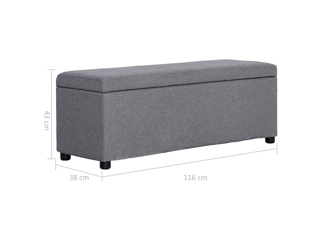 Panca con Vano Portaoggetti 116 cm Grigio Chiaro in Poliestere