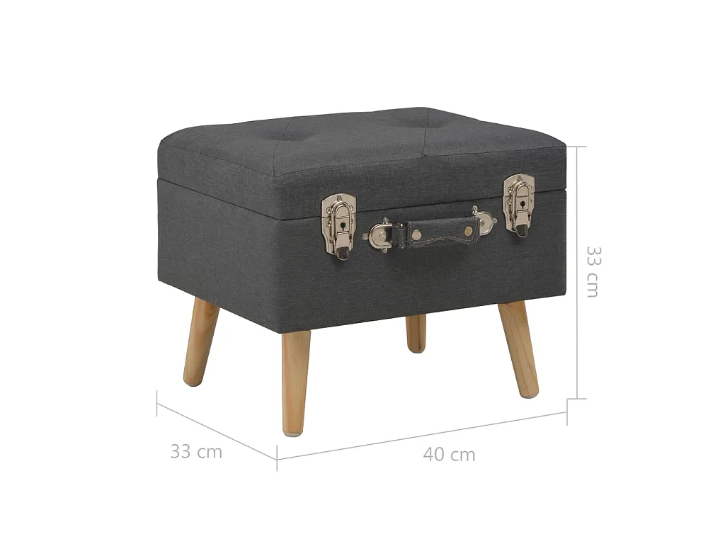 Banco de arrumação 40 cm tecido cinzento-escuro