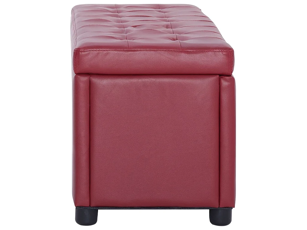 Pouf de rangement 87,5 cm Rouge bordeaux Similicuir