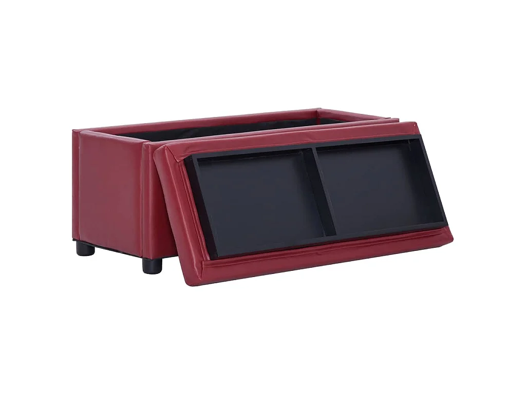 Pouf de rangement 87,5 cm Rouge bordeaux Similicuir