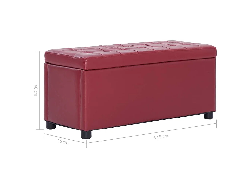 Pouf de rangement 87,5 cm Rouge bordeaux Similicuir