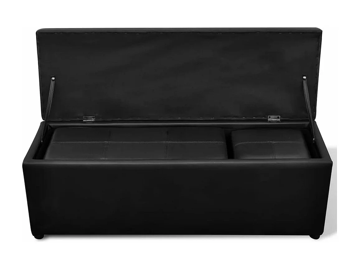 Set de banc de rangement en simili cuir Noir