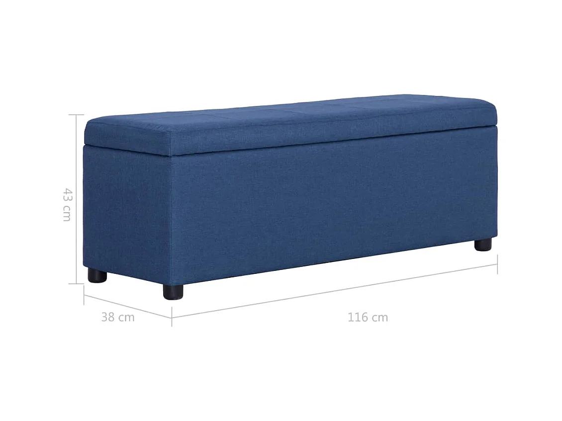 Banc avec compartiment de rangement 116 cm Bleu Polyester