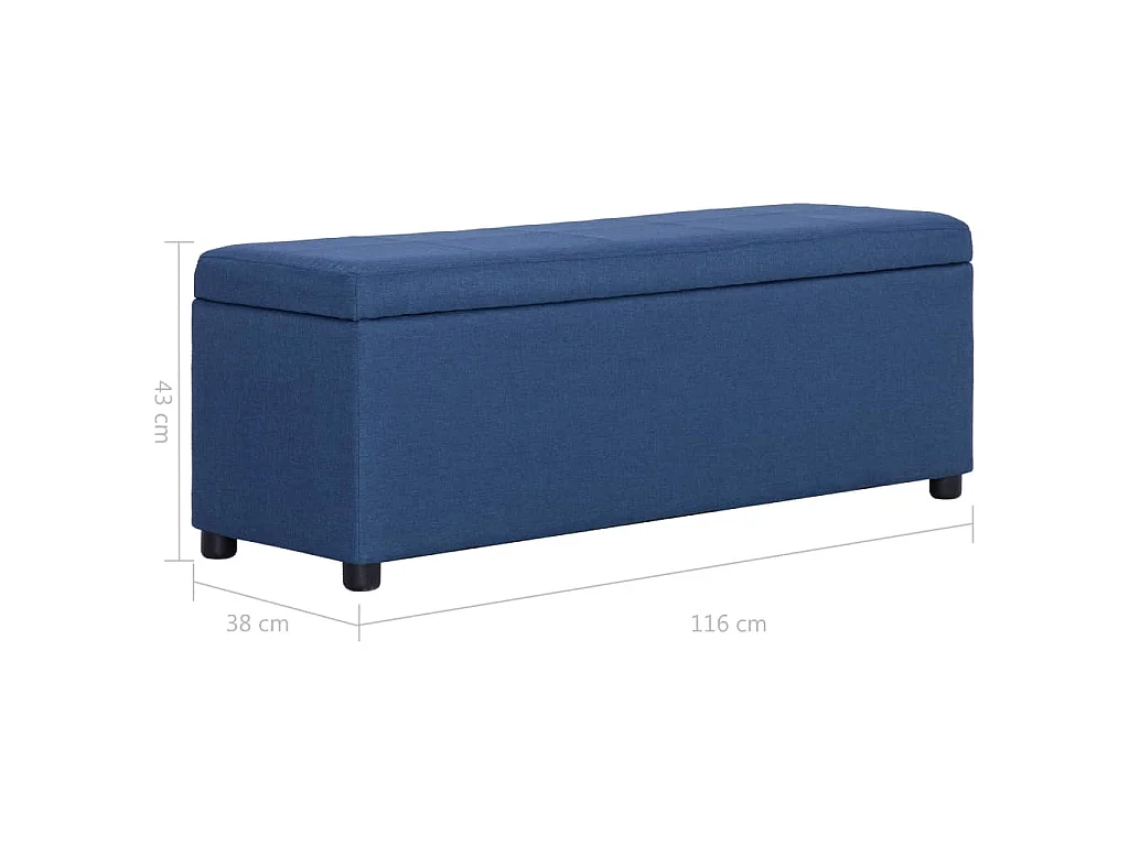 Bank mit Staufach 116 cm Blau Polyester