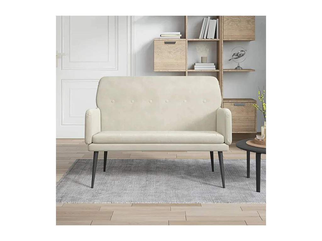 Sitzbank Creme 108x79x79 cm Samt