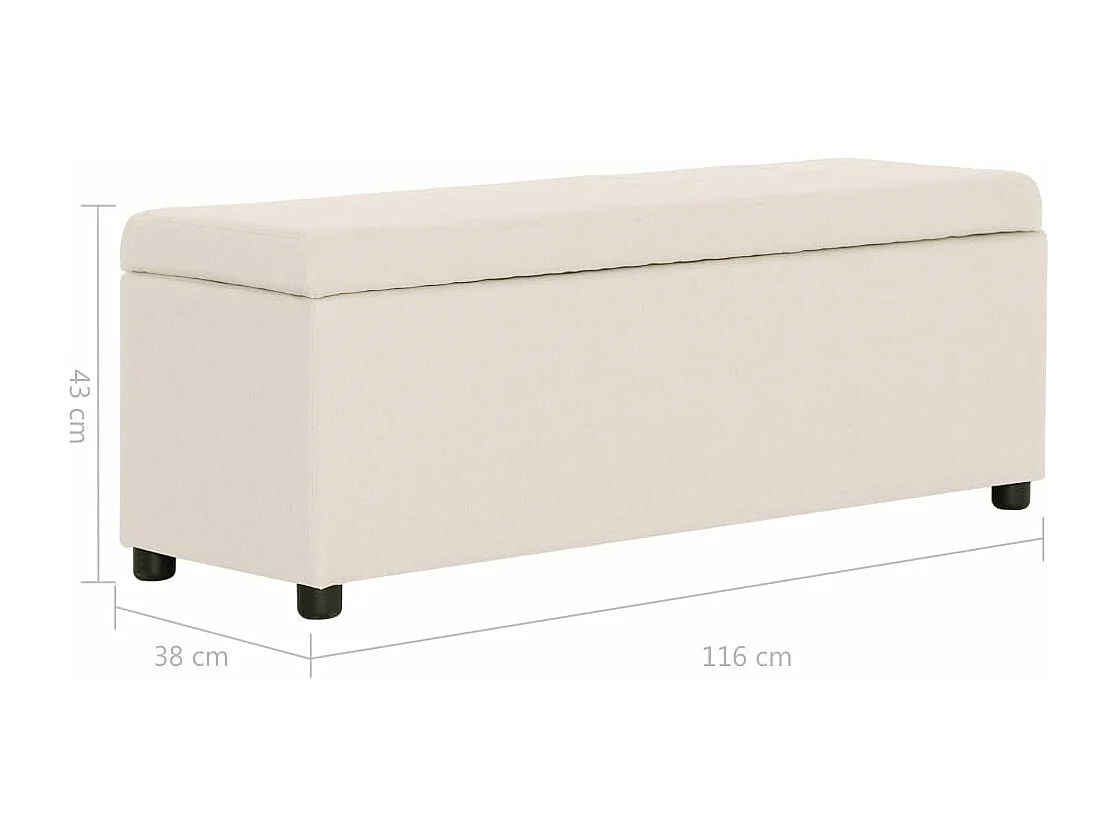 Banco con espacio de almacenaje 116 cm poliéster color crema