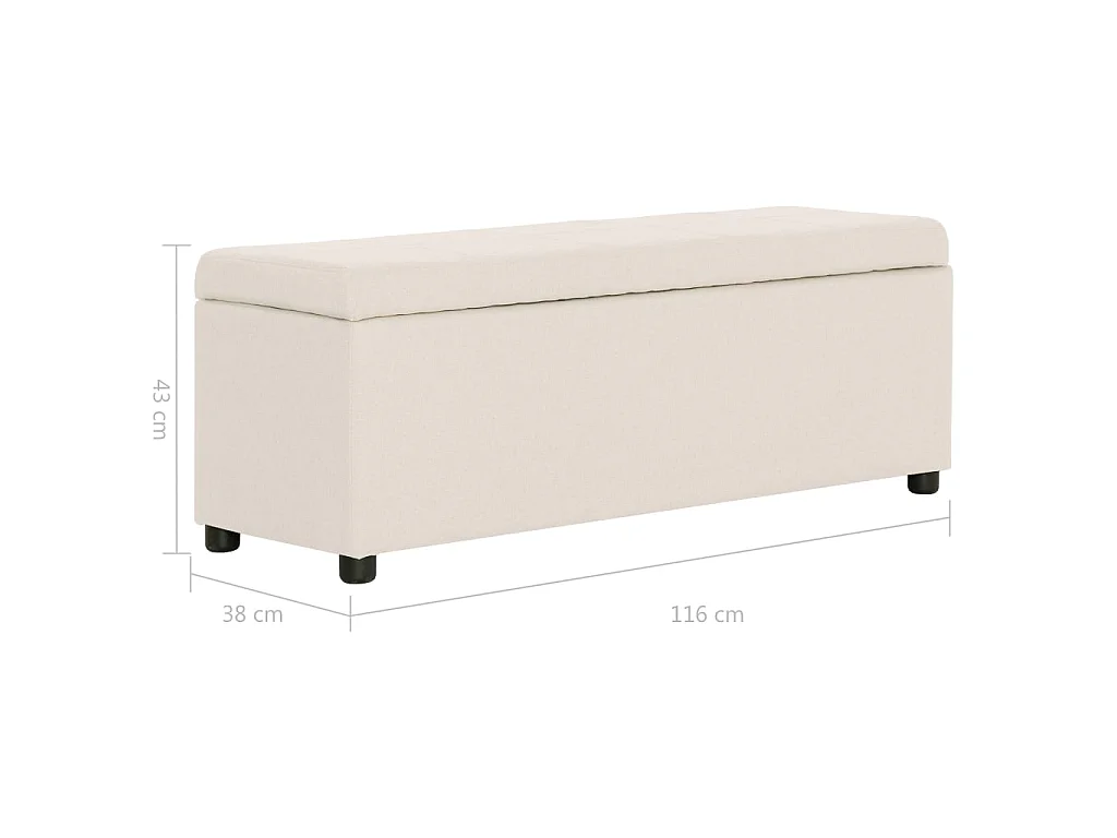Banco c/ compartimento de arrumação 116 cm poliéster cor creme