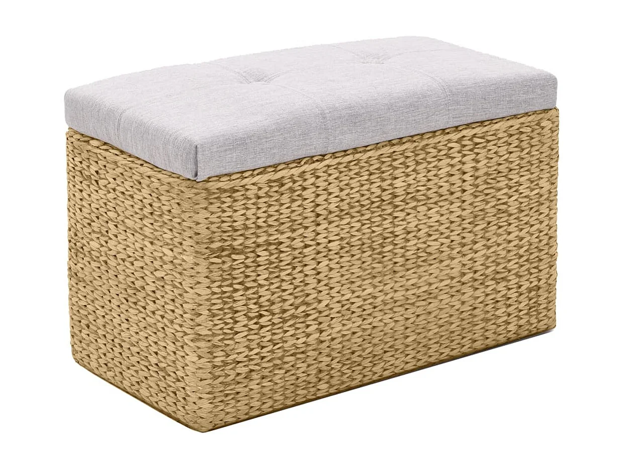 Banc avec 2 poufs Jacinthe d'eau Gris