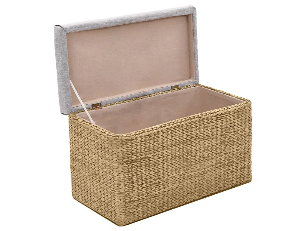 Banc avec 2 poufs Jacinthe d'eau Gris