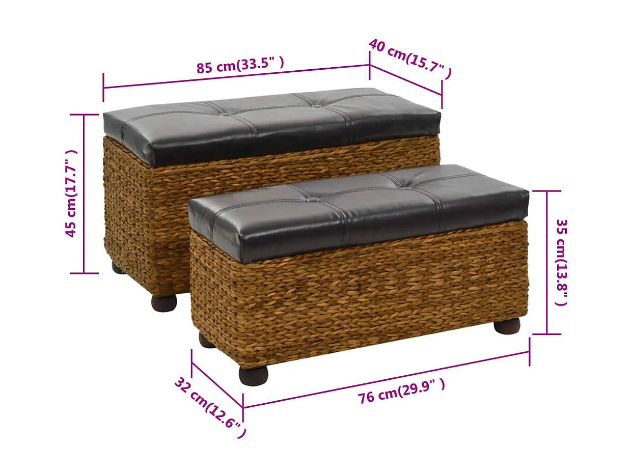 Ensemble de banc lot de 2 Jacinthe d'eau Marron