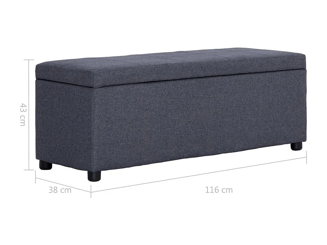 Banc avec compartiment de rangement 116 cm Gris foncé Polyester