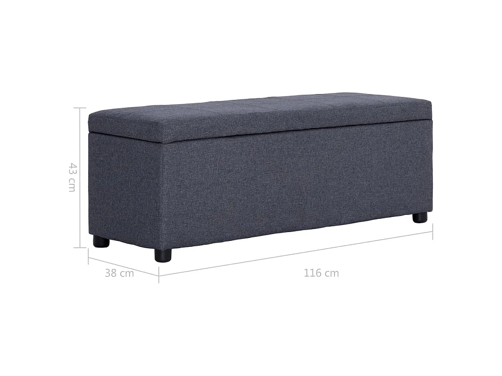 Bankje met opbergvak 116 cm polyester donkergrijs