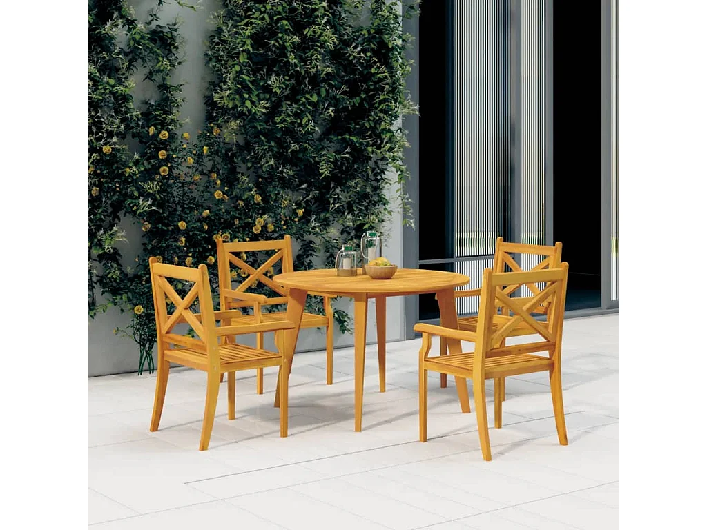 Tavolo da Giardino Ø110x75 cm in Legno Massello di Acacia