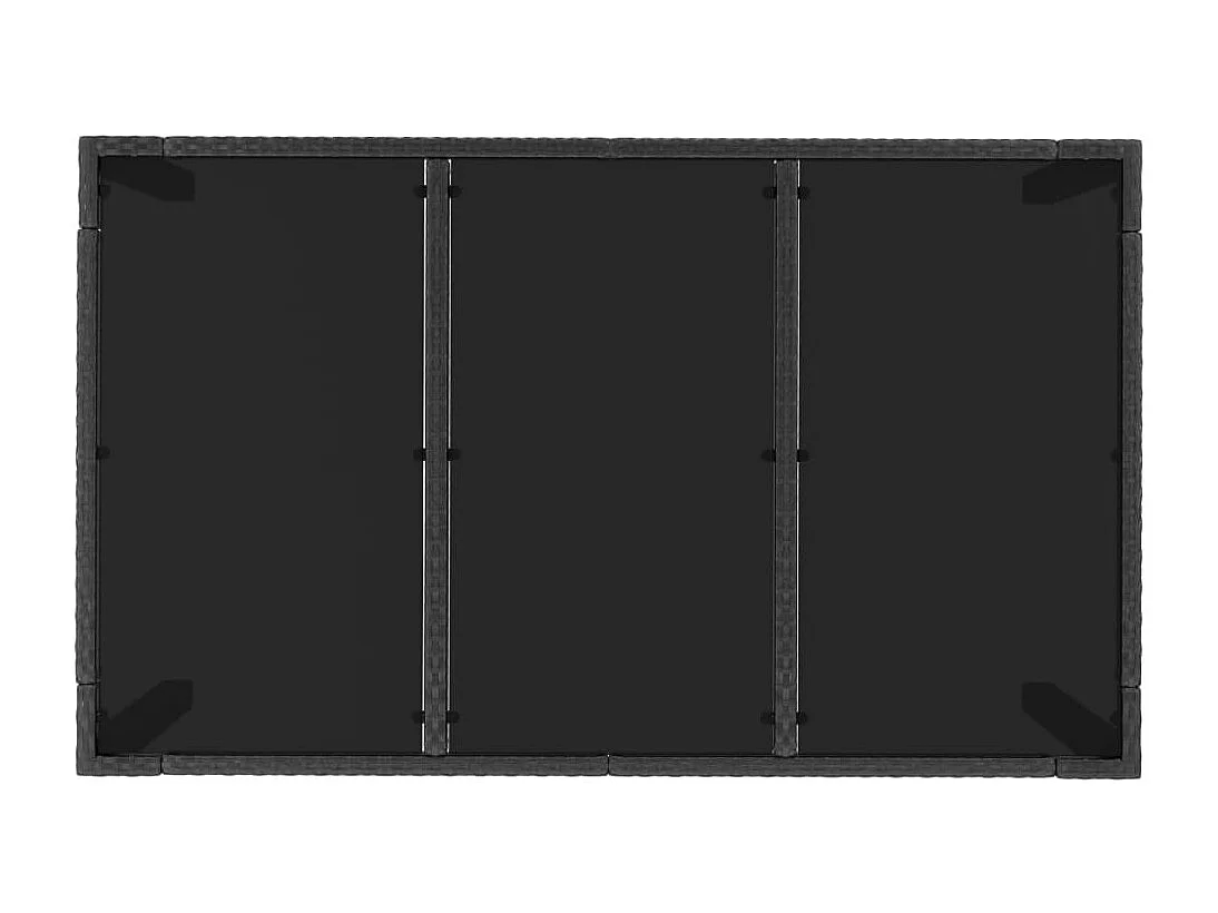 Tuintafel met glazen blad 150x90x75 cm poly rattan zwart