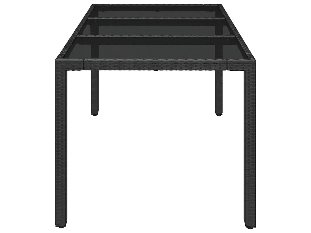 Table de jardin dessus en verre Noir 150x90x75cm Résine tressée