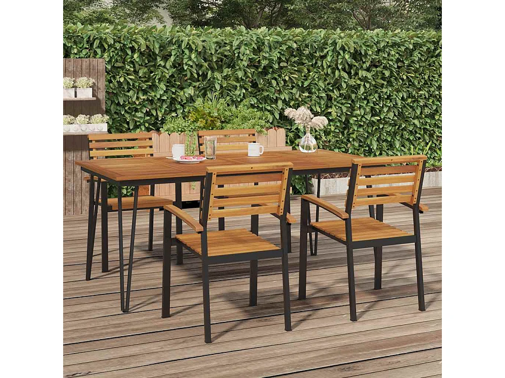 Tavolo Giardino con Gambe Forcella 180x90x75 cm Massello Acacia