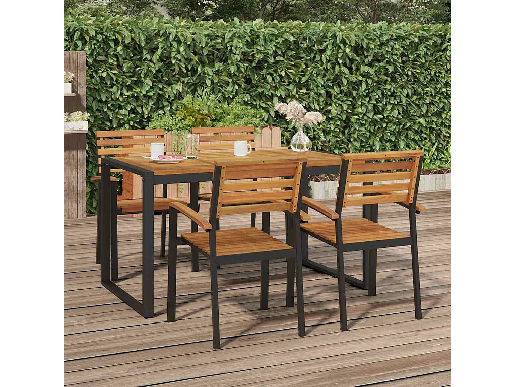 Tuintafel met U-vormige poten 140x80x75 cm massief acaciahout