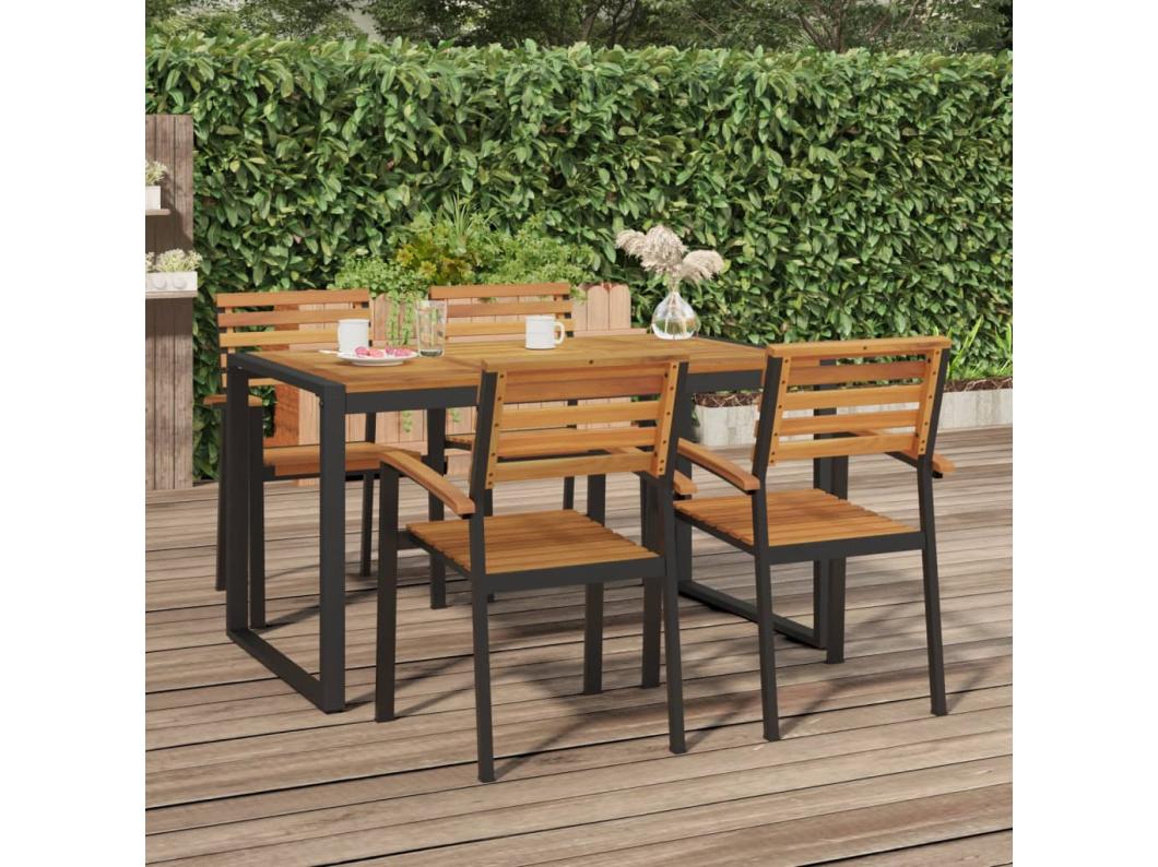 Gartentisch mit Beinen in U-Form 140×80×75 cm Massivholz Akazie