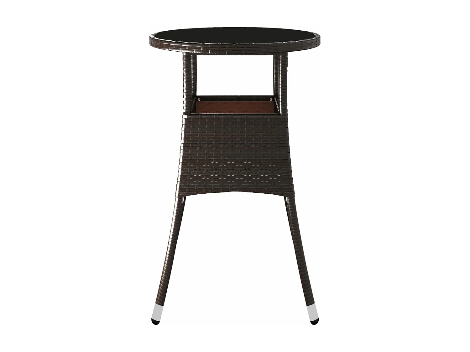 Gartentisch Ø60x75 cm Hartglas und Poly Rattan Braun