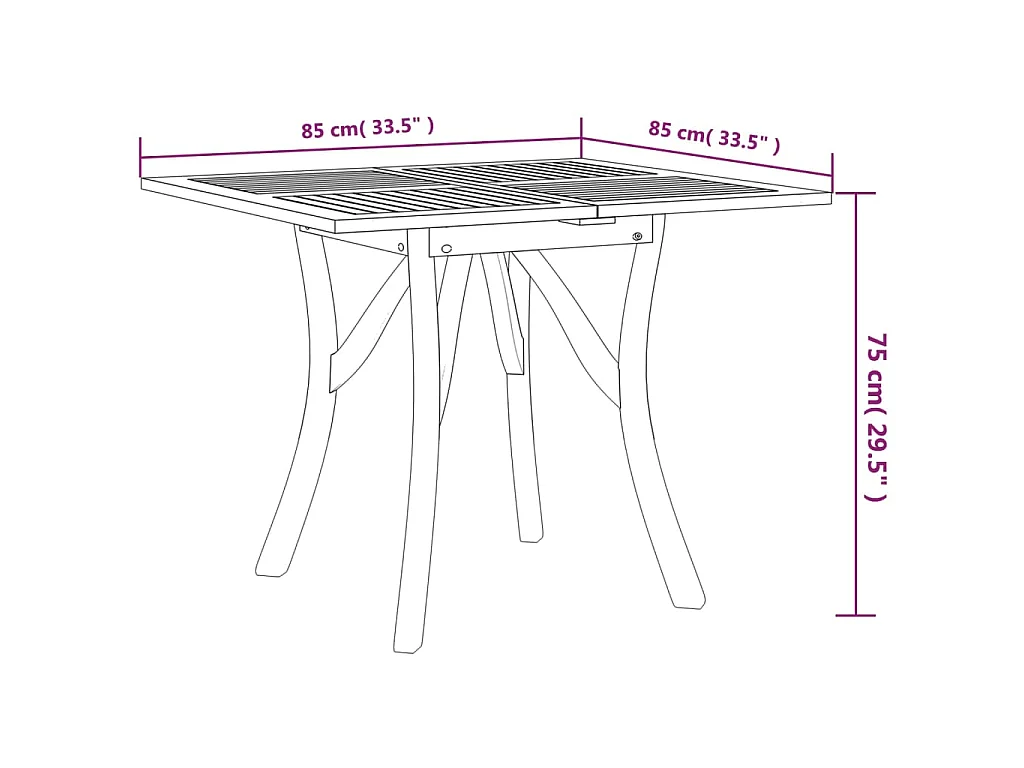 Table de jardin 85x85x75 cm Bois d'acacia solide