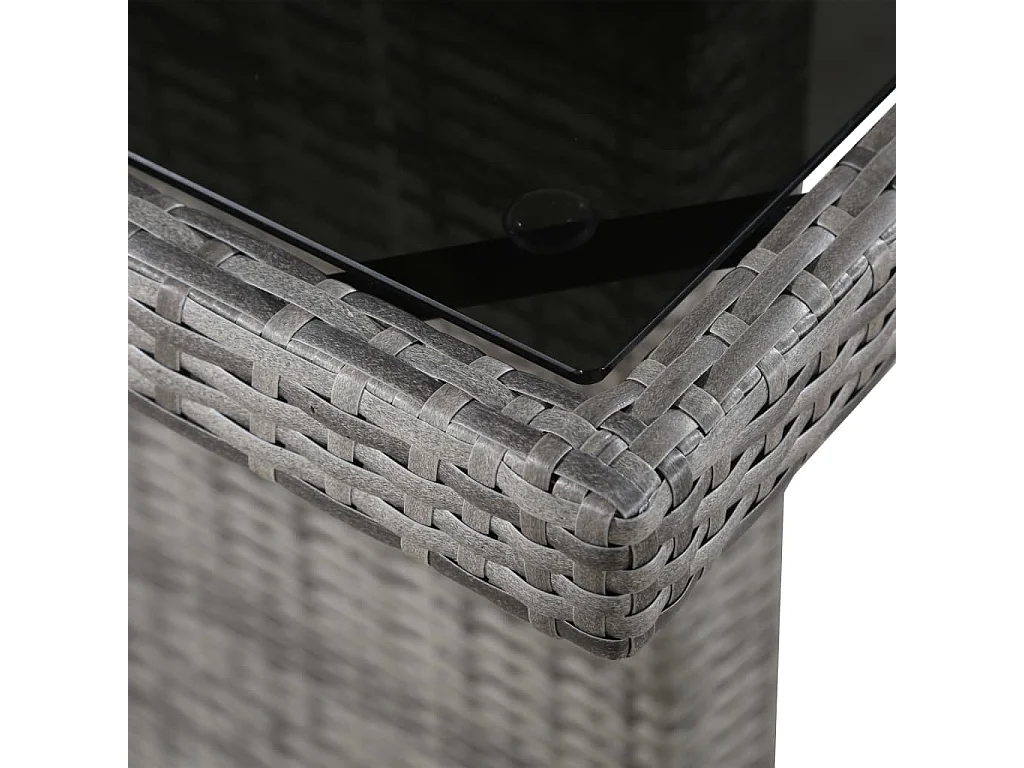 Table de jardin 240x90x74 cm Résine tressée et verre