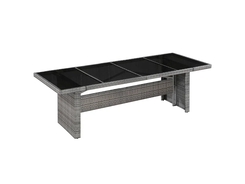 Gartentisch 240x90x74 cm Poly Rattan und Glas
