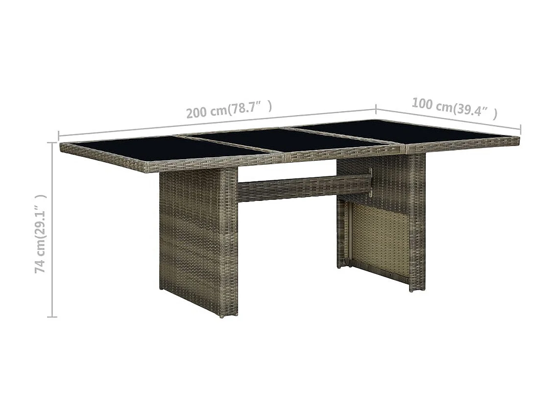 Tuintafel poly rattan en gehard glas bruin
