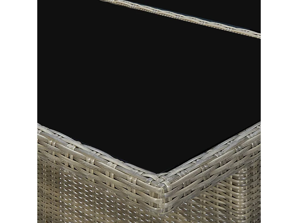 Tuintafel poly rattan en gehard glas bruin