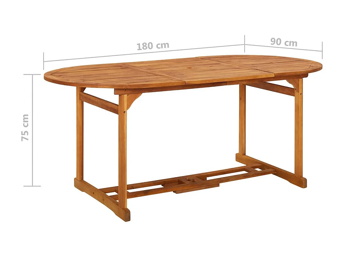Table à dîner de jardin 180x90x75 cm Bois d'acacia solide