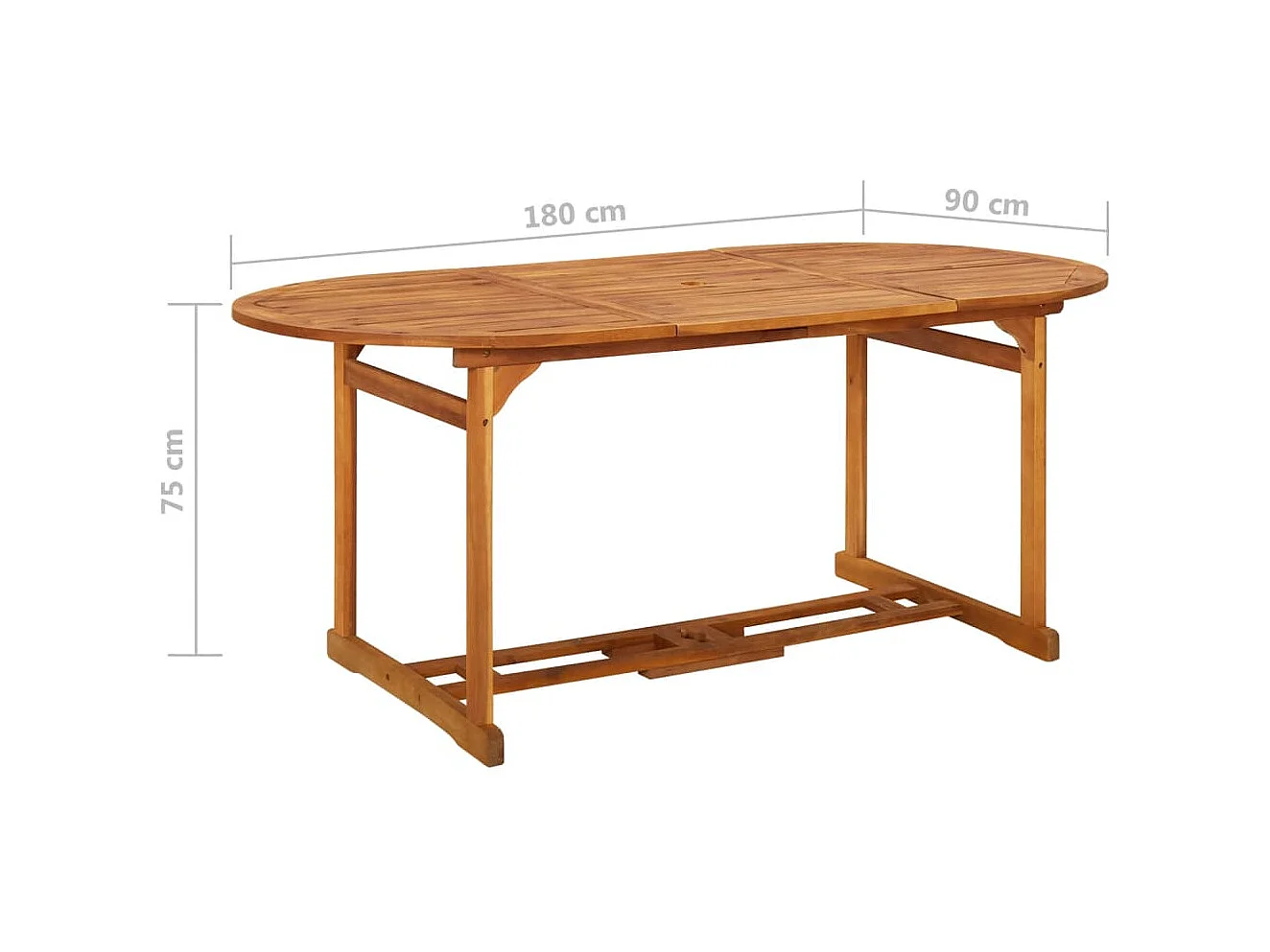 Table à dîner de jardin 180x90x75 cm Bois d'acacia solide