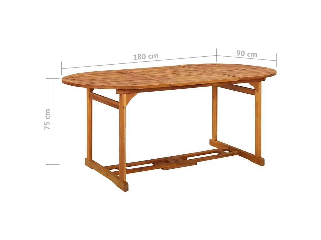 Mesa de comedor jardín 180x90x75 cm madera maciza de acacia