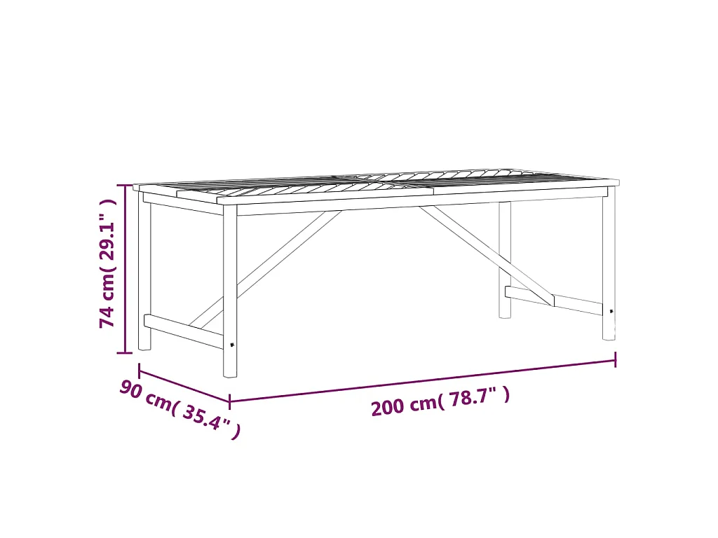 Table à manger de jardin 200x90x74 cm bois d'acacia solide