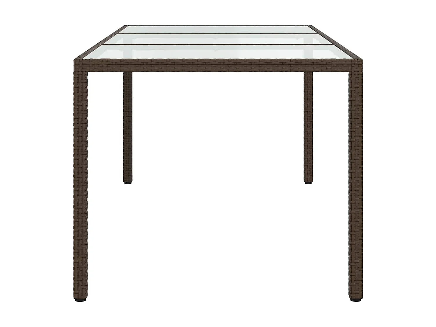 Gartentisch Braun 190x90x75 cm Gehärtetes Glas und Poly Rattan