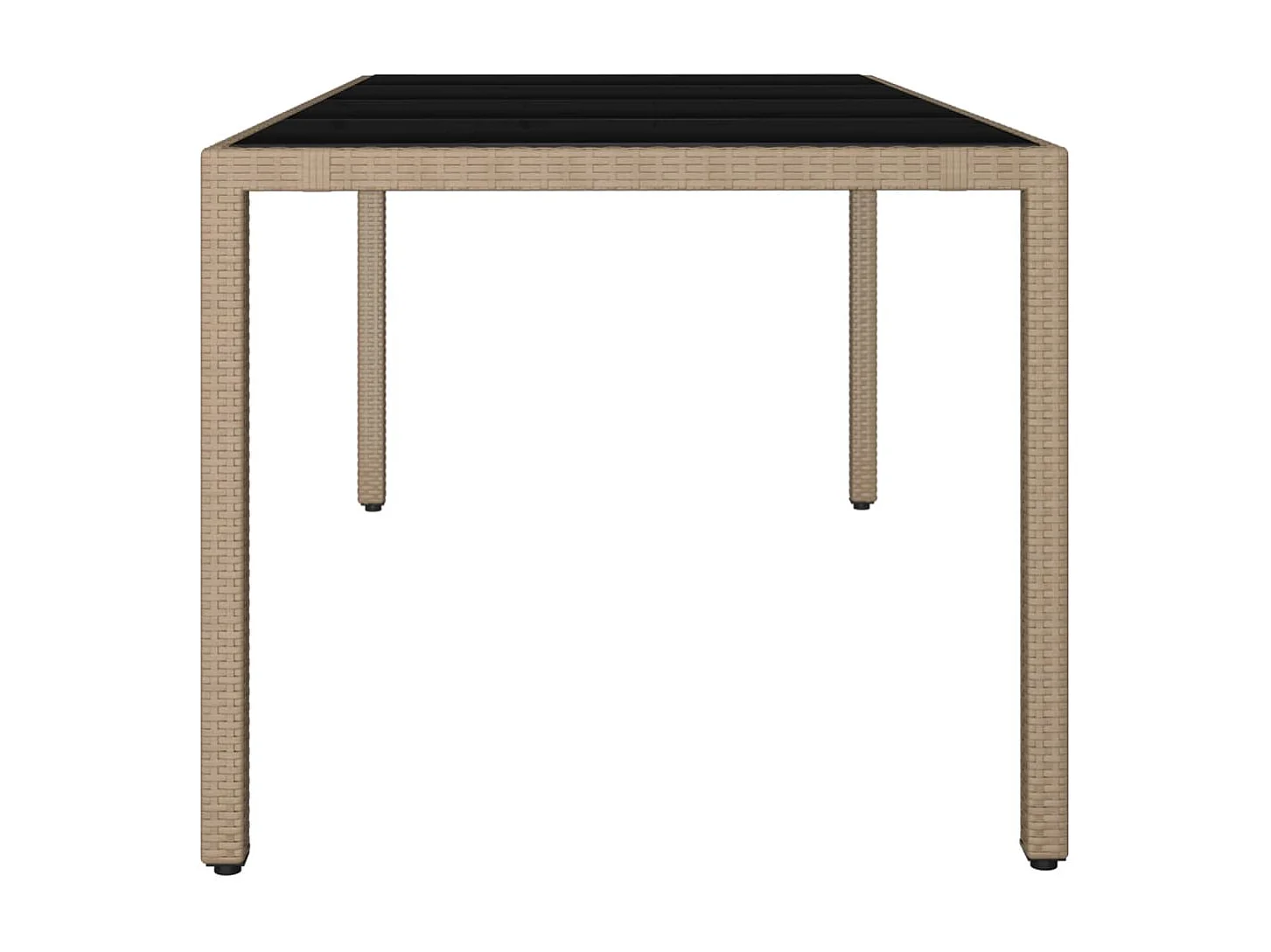 Mesa de jardín ratán beige y superficie de vidrio templado