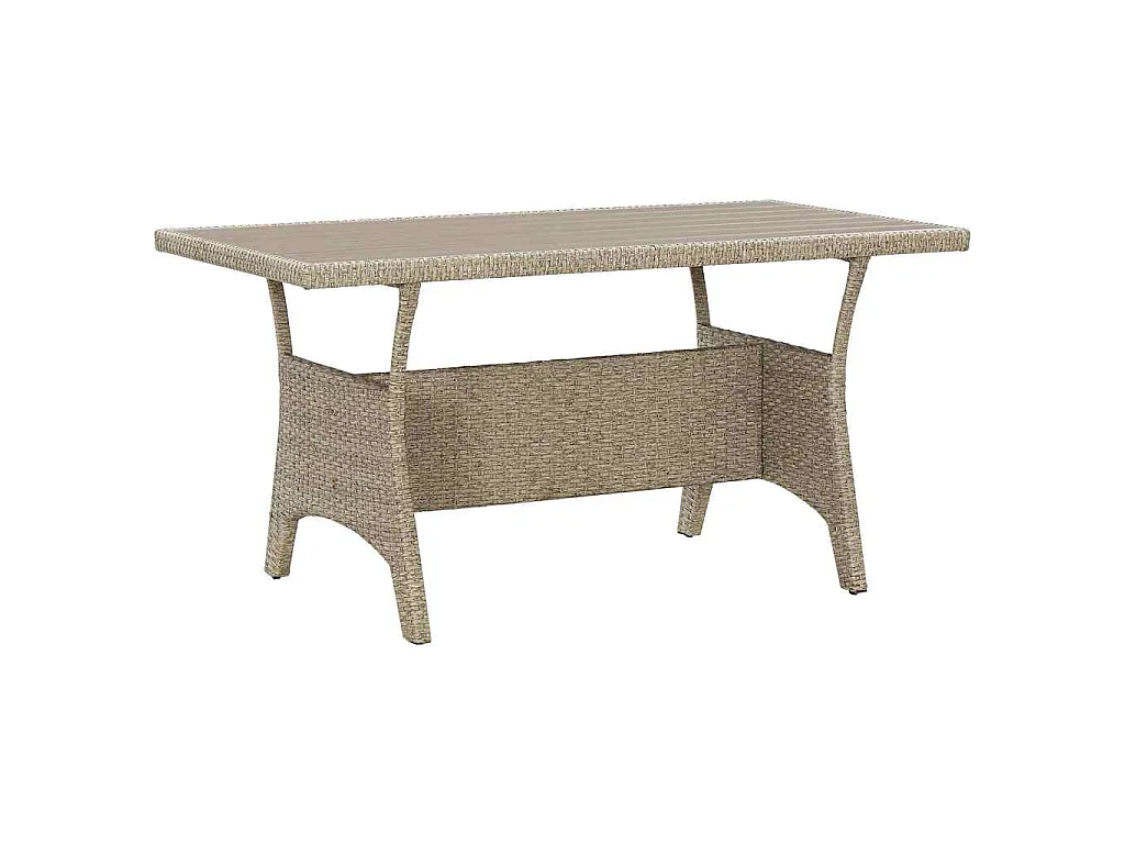 Gartentisch Grau 120x70x66 cm Poly Rattan