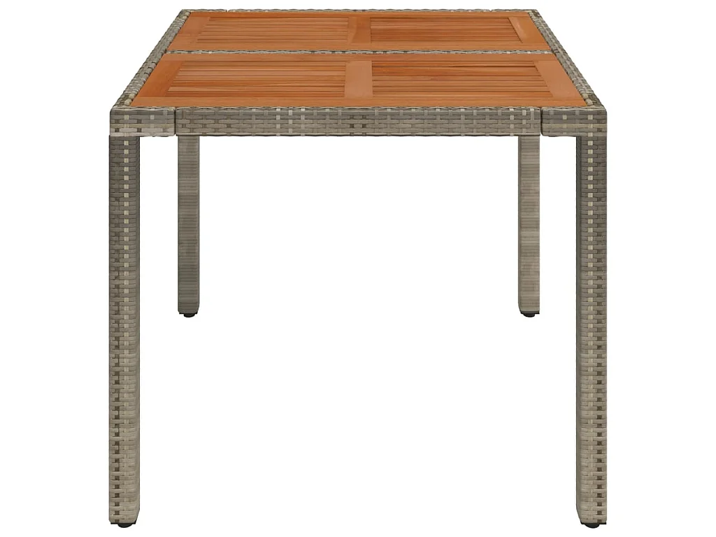 Tavolo da Giardino Piano in Legno Grigio 90x90x75 cm Polyrattan